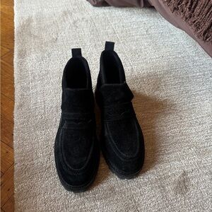 Madewell Black suede loafer boots size 8
